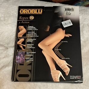 NEW Oroblu Tights Women's Large L Black 70 Graduated Compression Aromatherapy